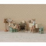Miniatyr fireplace brasa med sken Off White