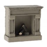 Miniatyr fireplace brasa med sken Off White