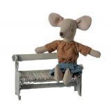 Kökssoffa Bänk med dyna av trä miniatyr mus