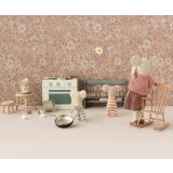 Kökssoffa Bänk med dyna av trä miniatyr mus